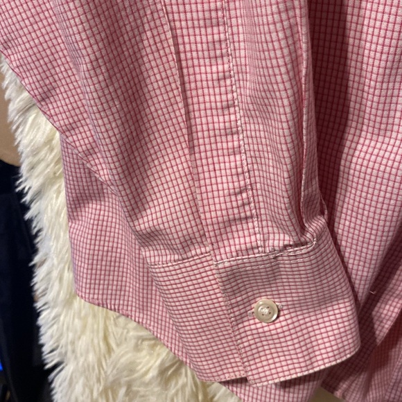 Van Heusen Men’s Fitted Pink/White Checked Long Sleeve Dress Shirt. Size 15 - Picture 4 of 9